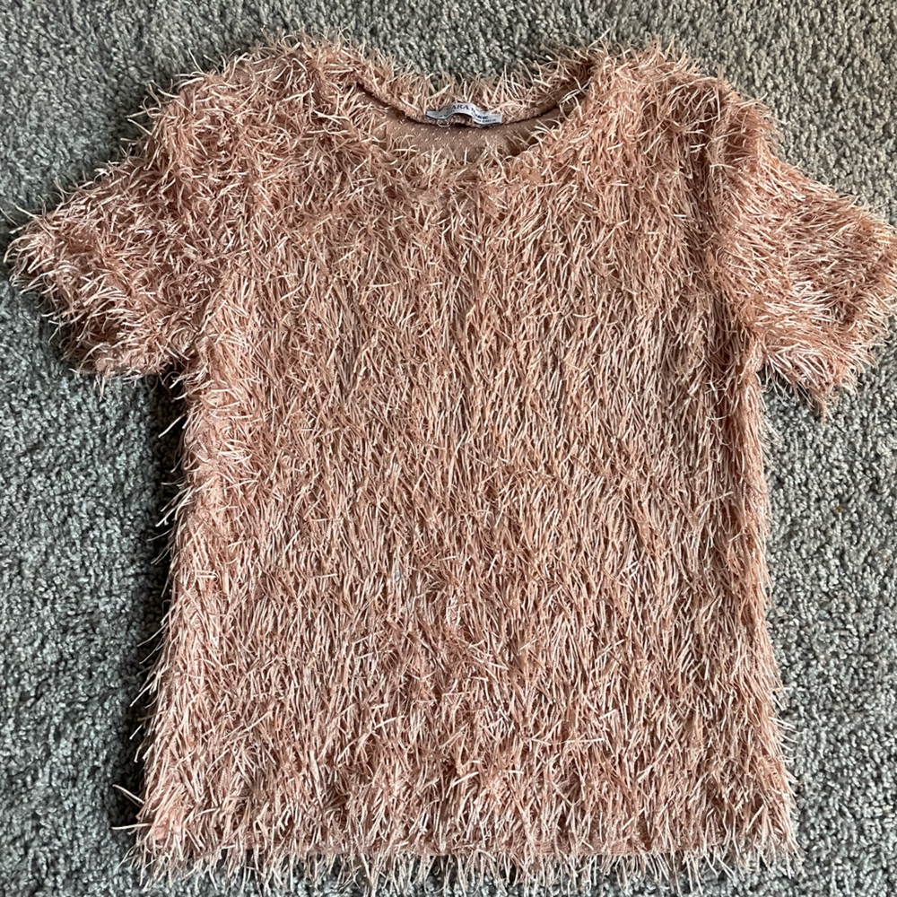 Zara women pink knit cropped top size S